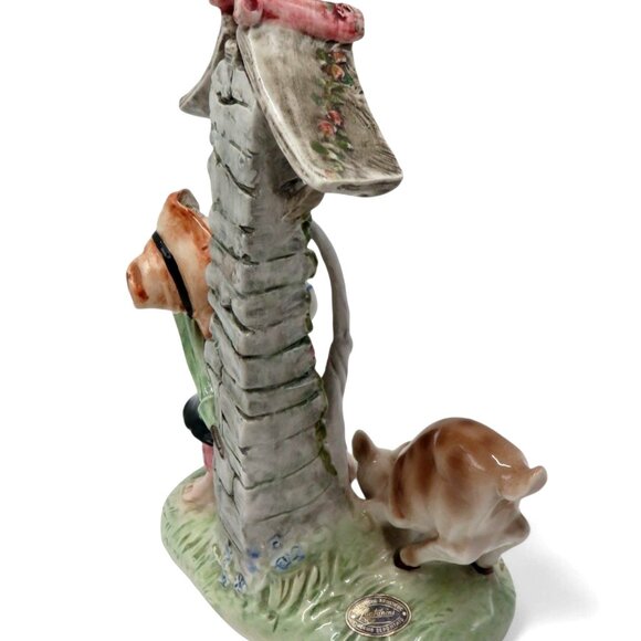 FONTANINI Italian Ceramic Child and Deer Fawn Well Figurine Italy Vintage 9" - Picture 8 of 10